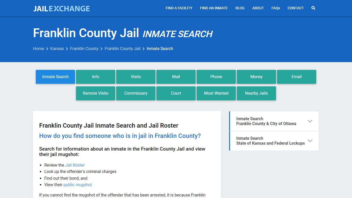 Inmate Search: Roster & Mugshots - Franklin County Jail, KS